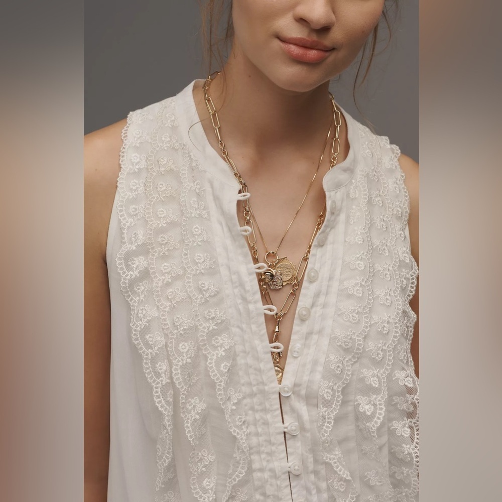 NEW! Anthropologie Sleeveless V-Neck Lace Mini Dress - Picture 2 of 7